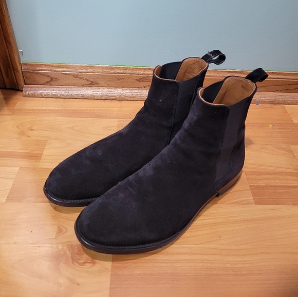 Oro Los Angeles Black Suede Classic Minimalist Staple Chelsea Boots Men's 8 - Picture 1 of 4